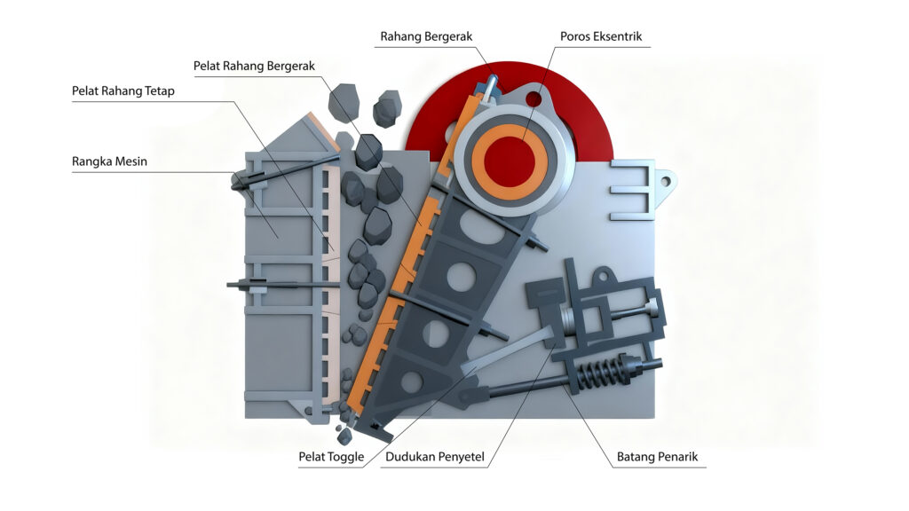 Diagram struktur Mesin Pemecah Rahang Tipe PE